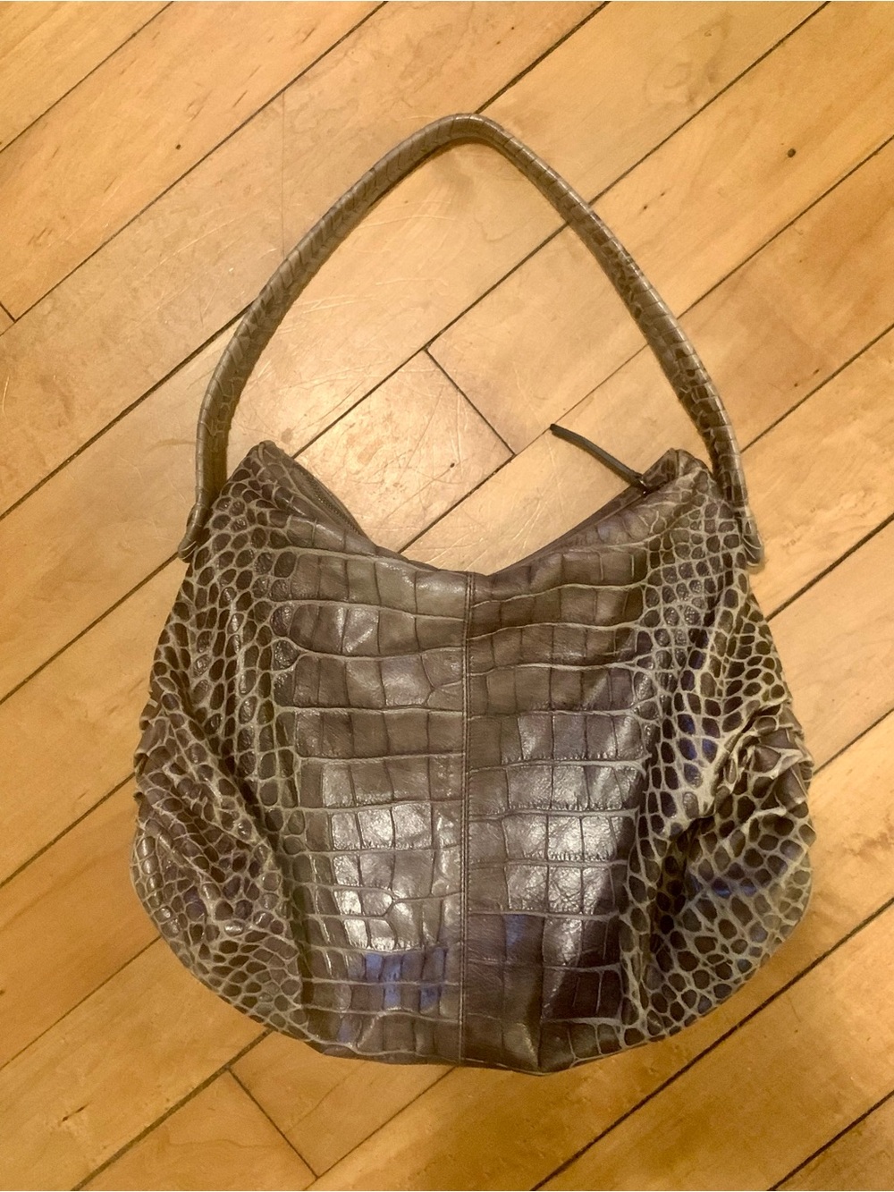 Vintage GIORGIO ARMANI Croc Embossed Leather Hobo shoulder bag